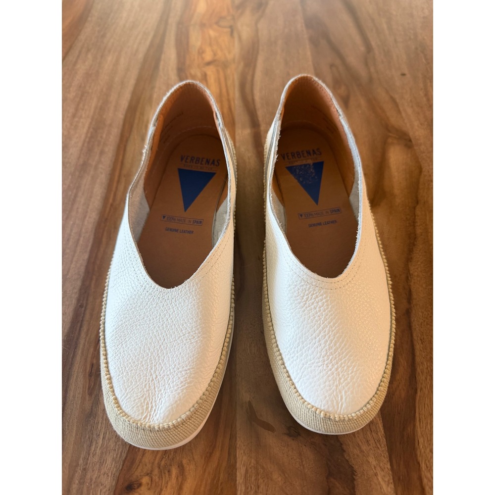 Verbenas Noelia White Pebbled Leather Slip On Shoes Made in Spain Womens Size 39